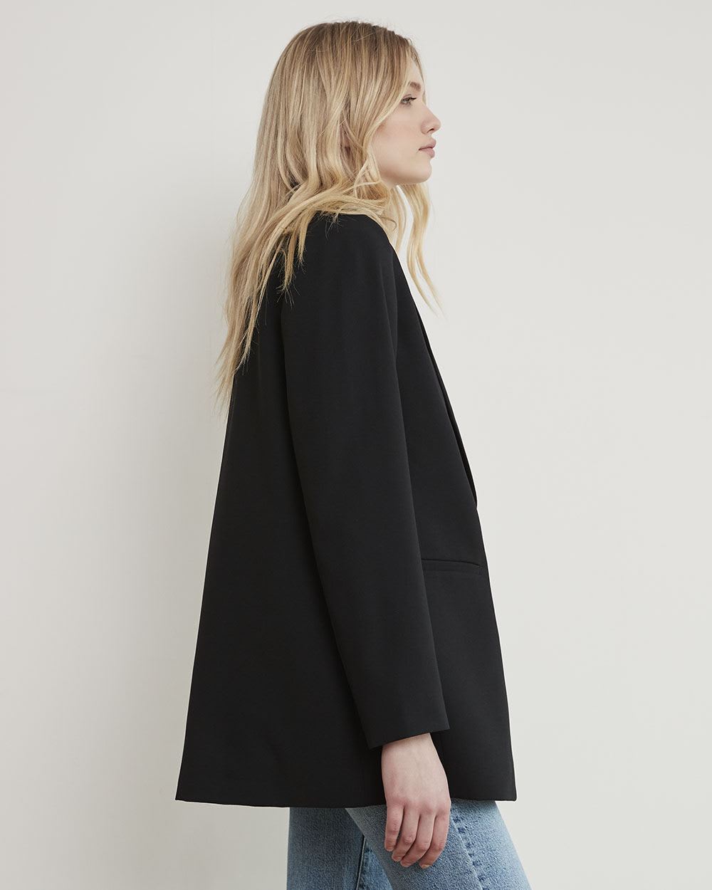 Crepe Open Long Blazer