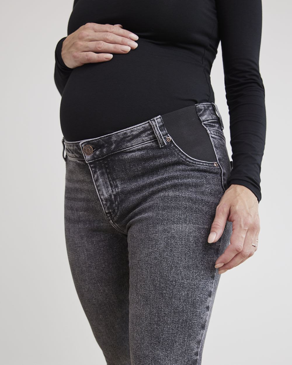 Grey Wash Skinny Ankle Leg Jeans - Thyme Maternity