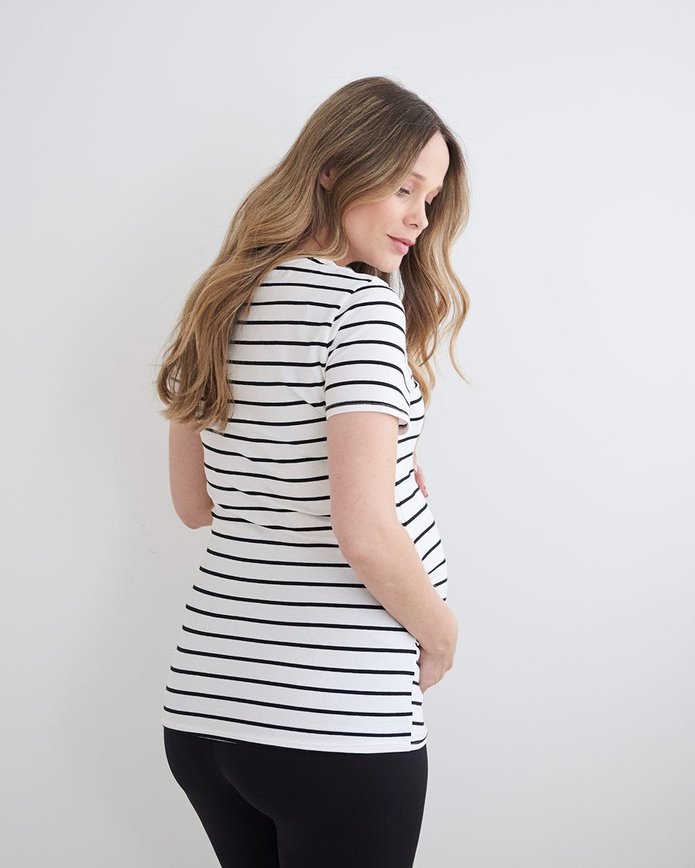 Striped Organic Cotton Crew-Neck T-Shirt - Thyme Maternity