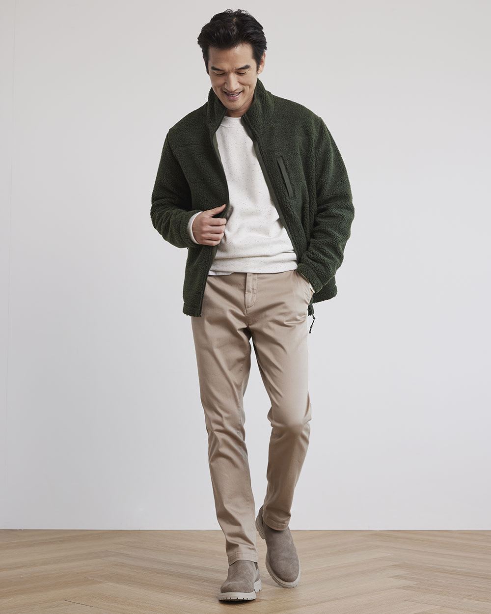 Crew-Neck Waffled-Knit Pullover