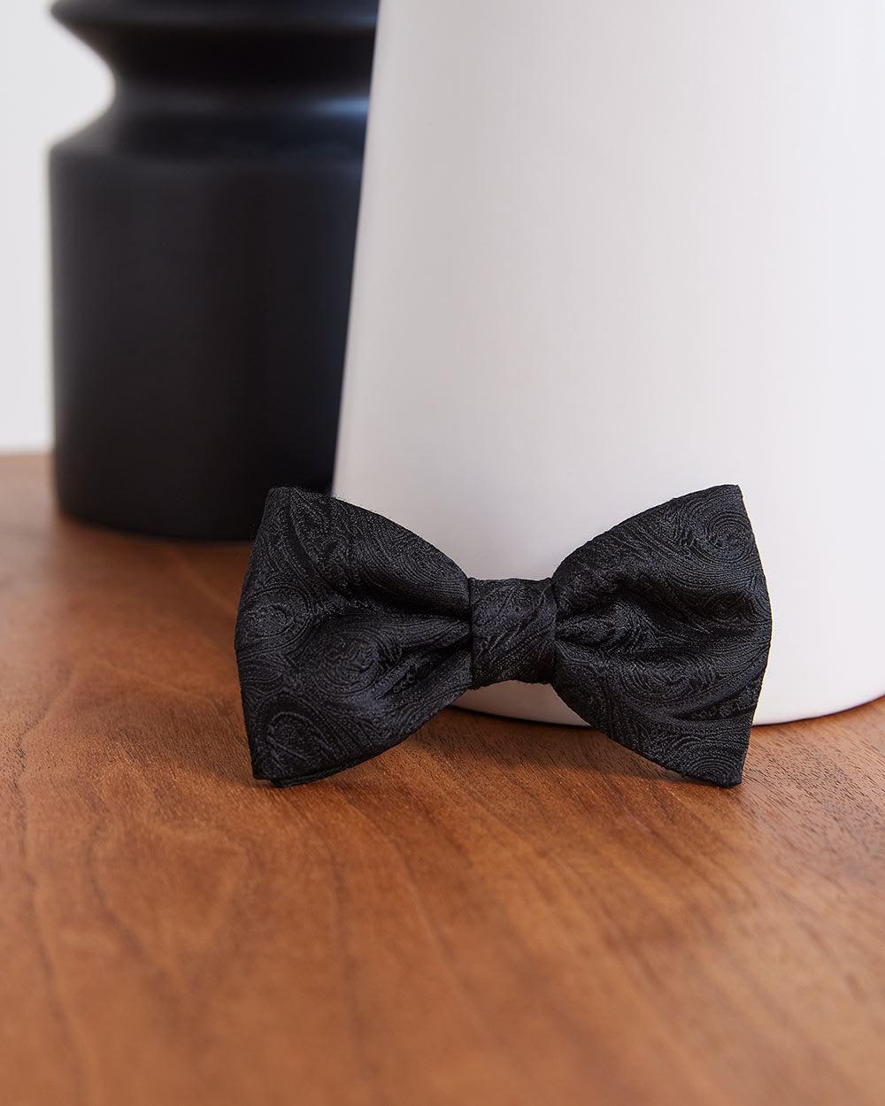 Black Bow Tie with Paisley Pattern