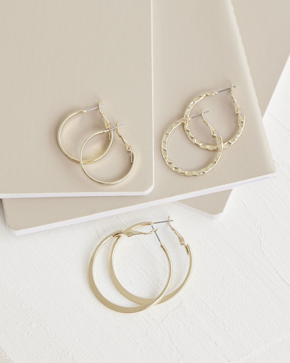 Medium Golden Hoops, Set of 3