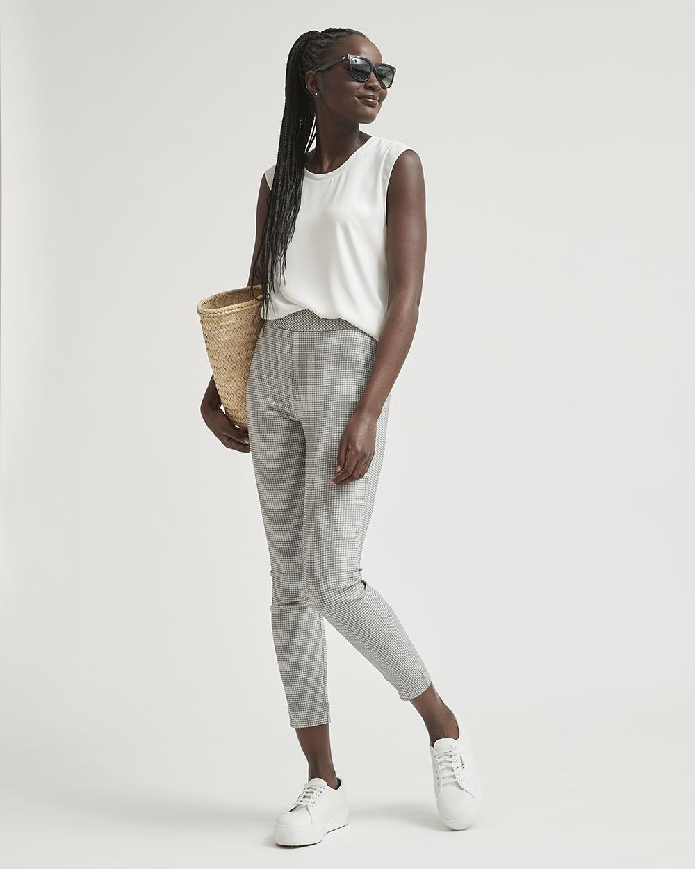 Black and White Twill City Legging Pant