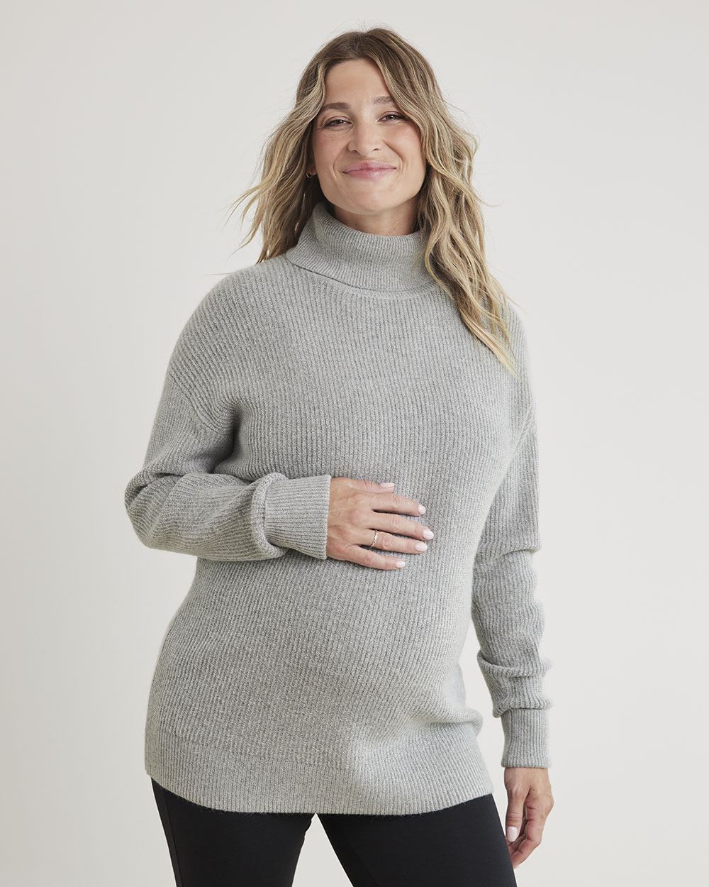 Relaxed-Fit Turtleneck Sweater - Thyme Maternity