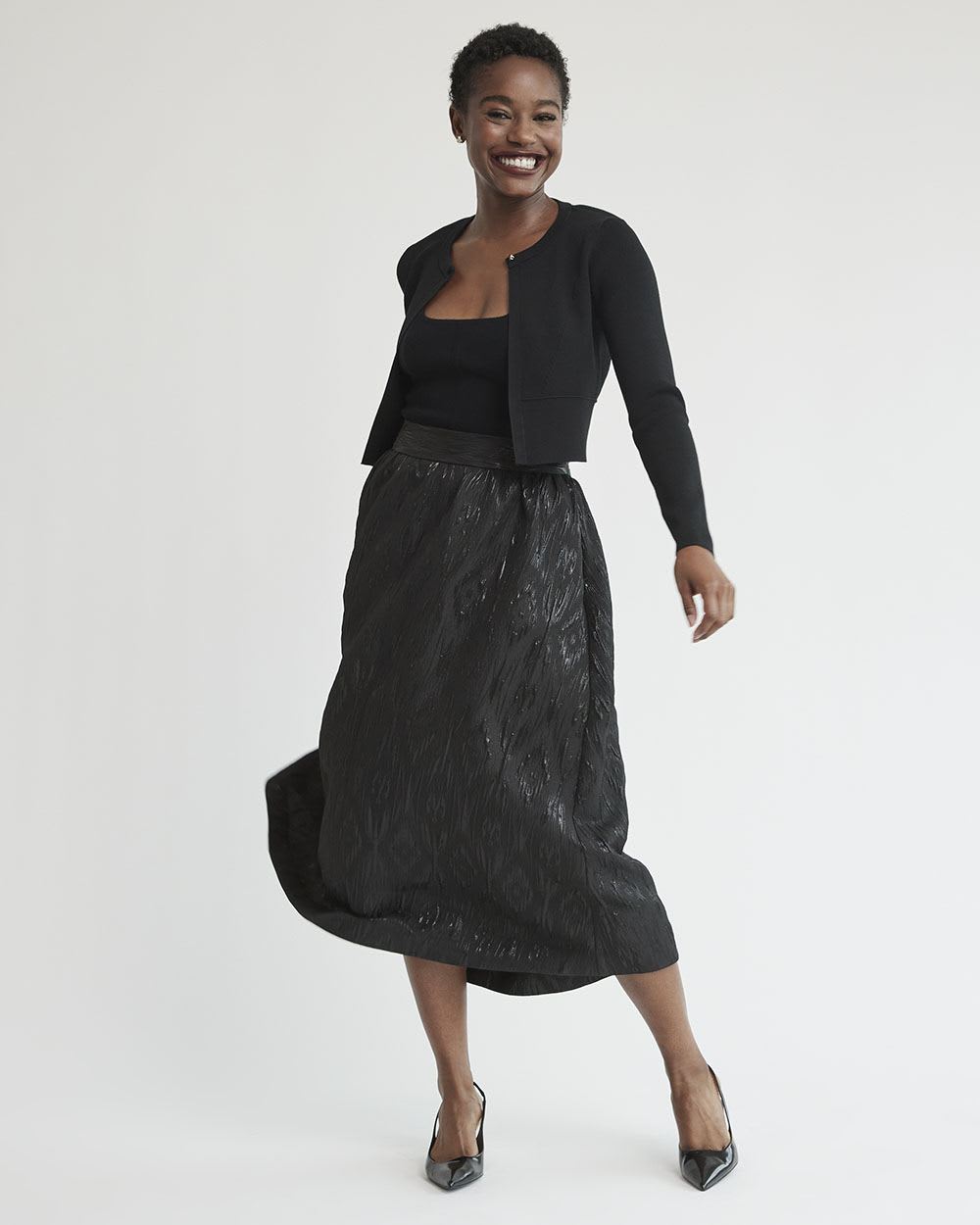 Long-Sleeve Crew-Neck Ribbed Crop Bolero