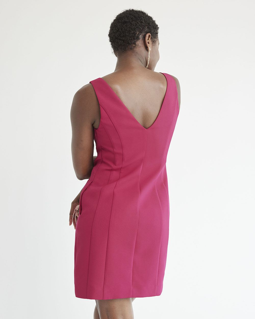 Fit and Flare Sleeveless Cocktail Dress with V Neckline