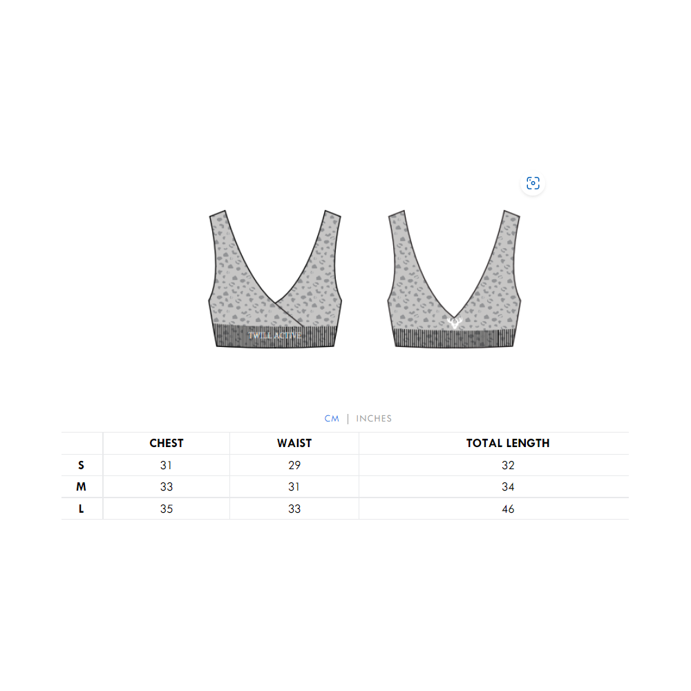 Twill Active - Orlon Recycled Leopard Wrap Over Bra - Grey