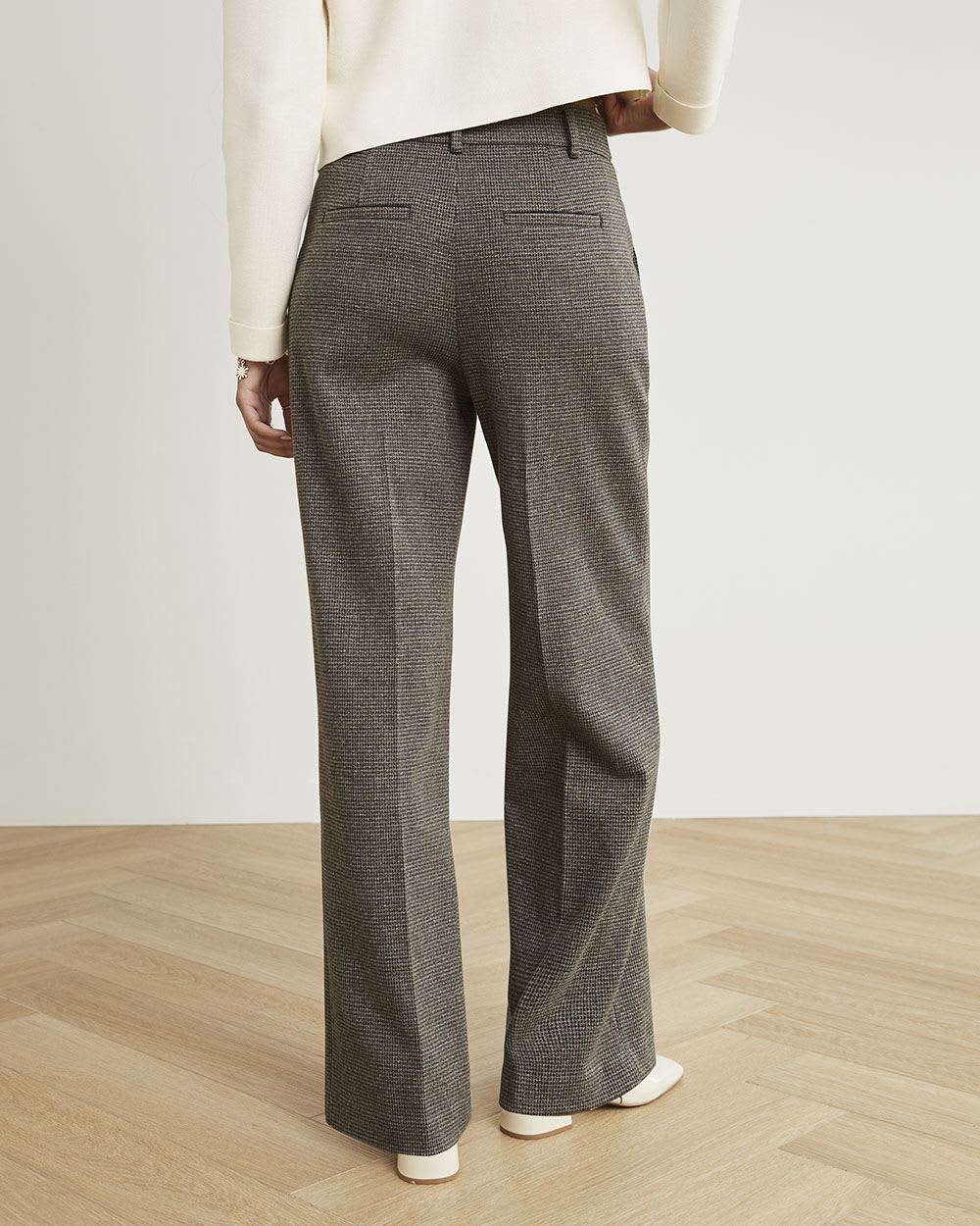 High-Rise Houndstooth Wide-Leg Pant - 32"