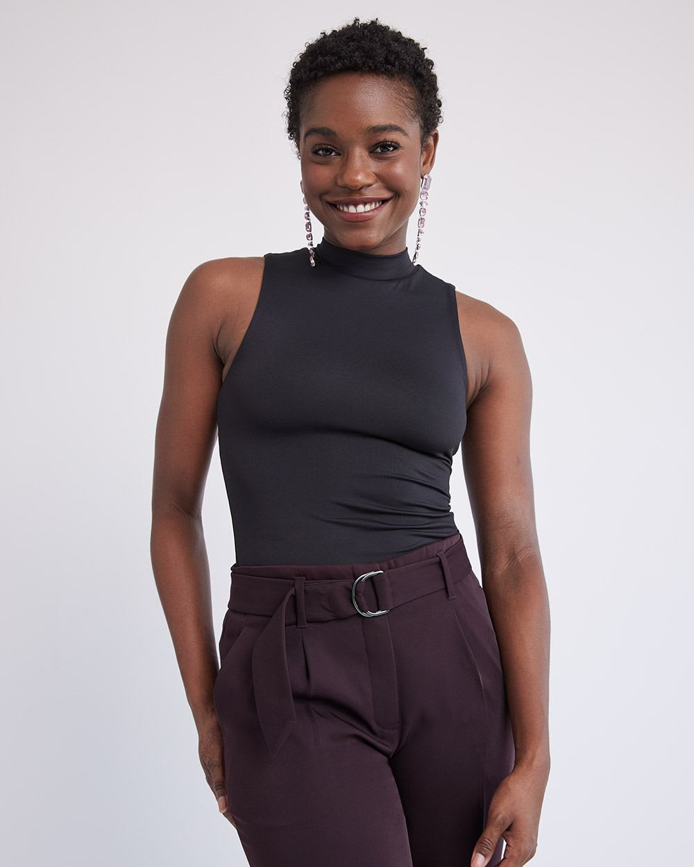 Sleeveless Mock-Neck Bodycon Tee, BodyConfident