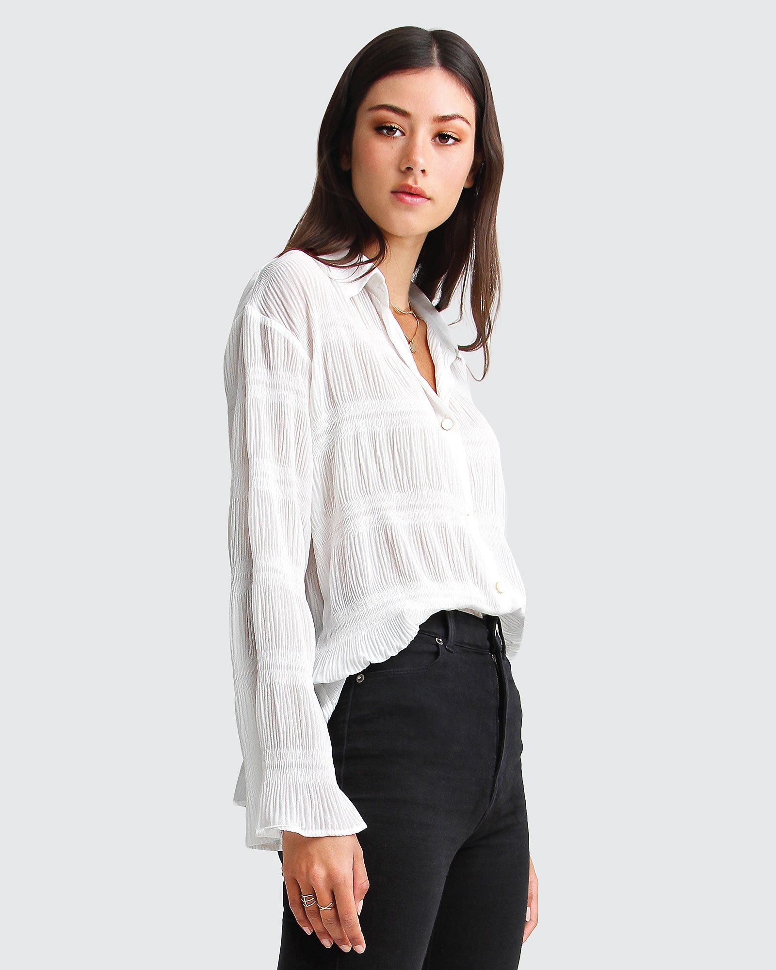 Belle & Bloom Yoko Shirred Chiffon Blouse