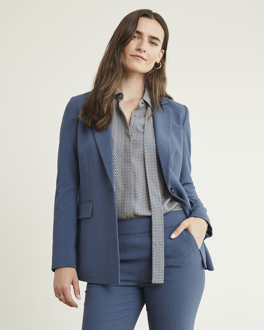 One-Button Classic-Fit Blue Blazer
