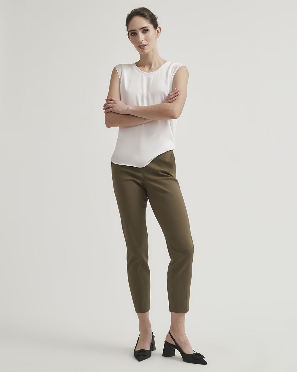 Basic Silky Crepe Cap Sleeve Blouse