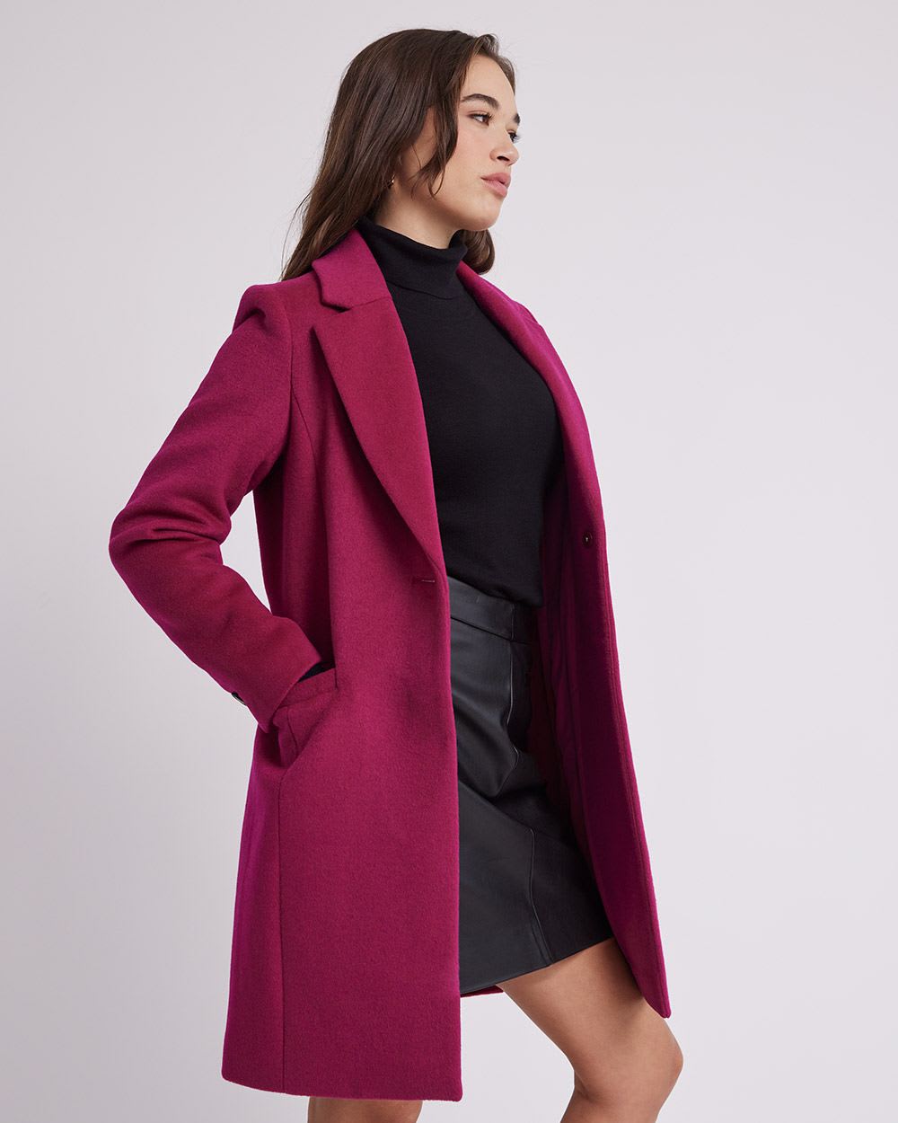 Classic One-Button Wool Coat