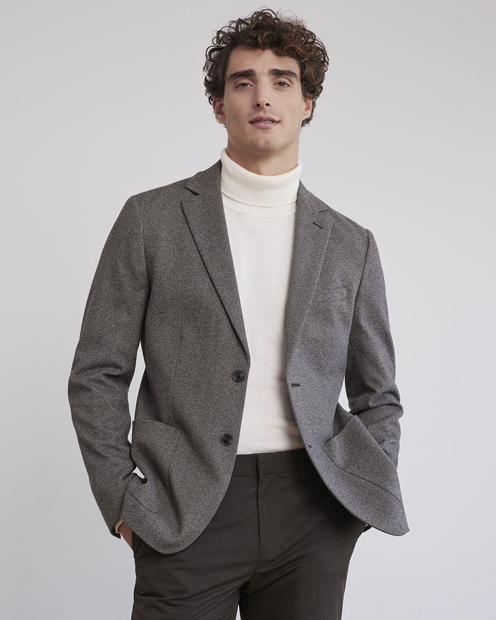 Slim-Fit Herringbone Blazer