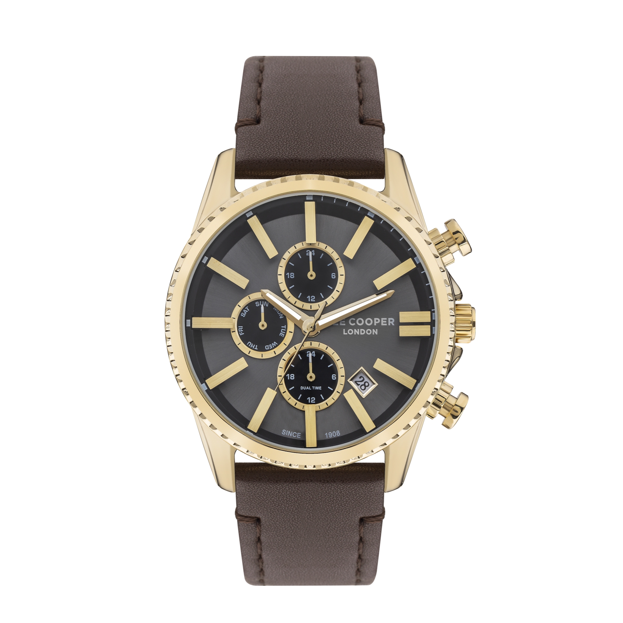 LEE COOPER-Men's Yellow Gold 44mm watch w/grey Dial