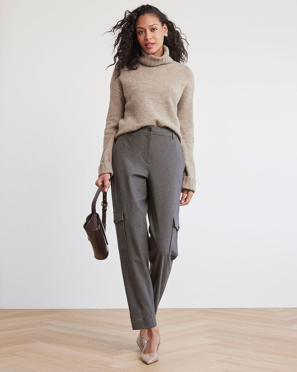 Cropped Boxy Turtleneck Sweater