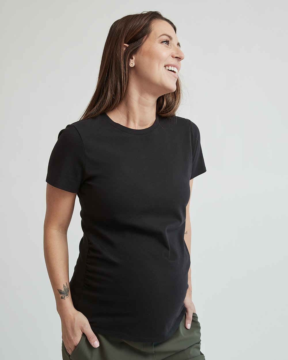 Solid Organic Cotton Crew-Neck T-Shirt - Thyme Maternity