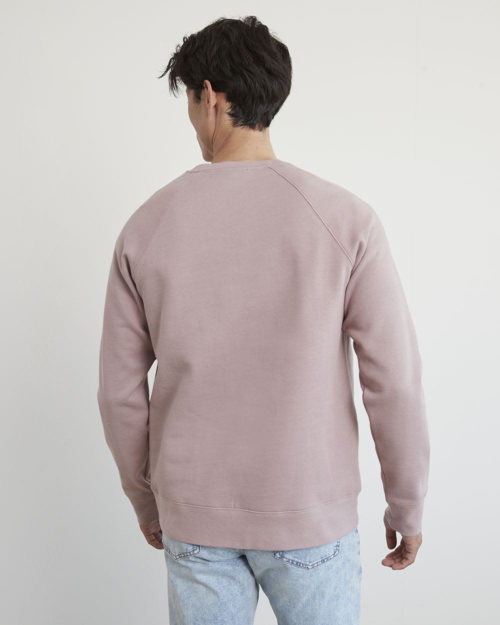 Solid Fleece Crew-Neck Pullover with Chest Pocket