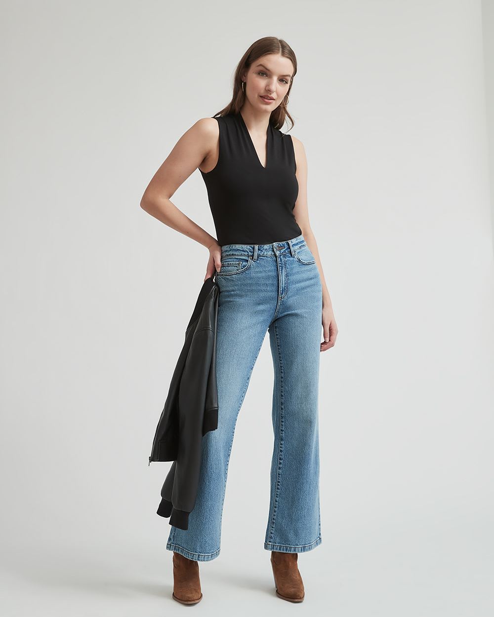 Fitted Sleeveless V-Neck T-Shirt