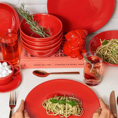 Oxford Unni Red 20 Pieces Dinnerware Set Service for 4