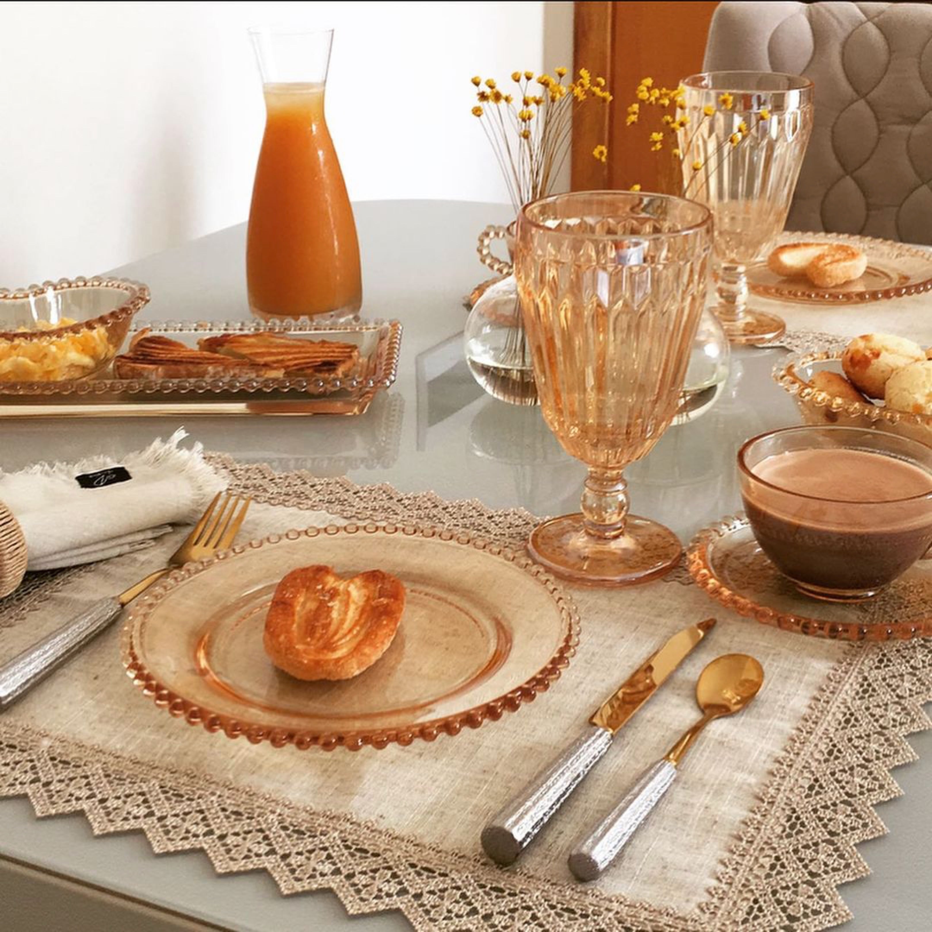 Pearl Collection Amber Crystal Salad/Dessert Plates 20cm Set of 4