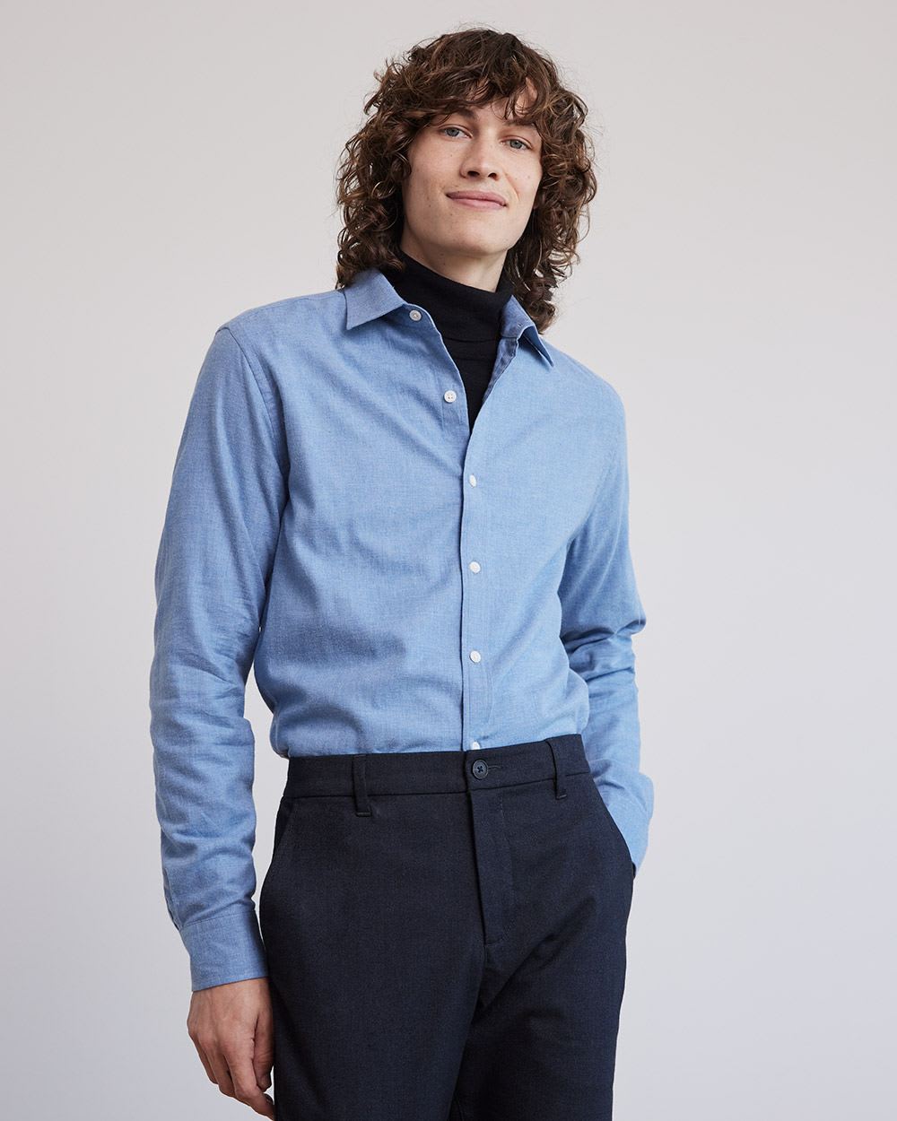 Slim-Fit Solid Flannel Shirt