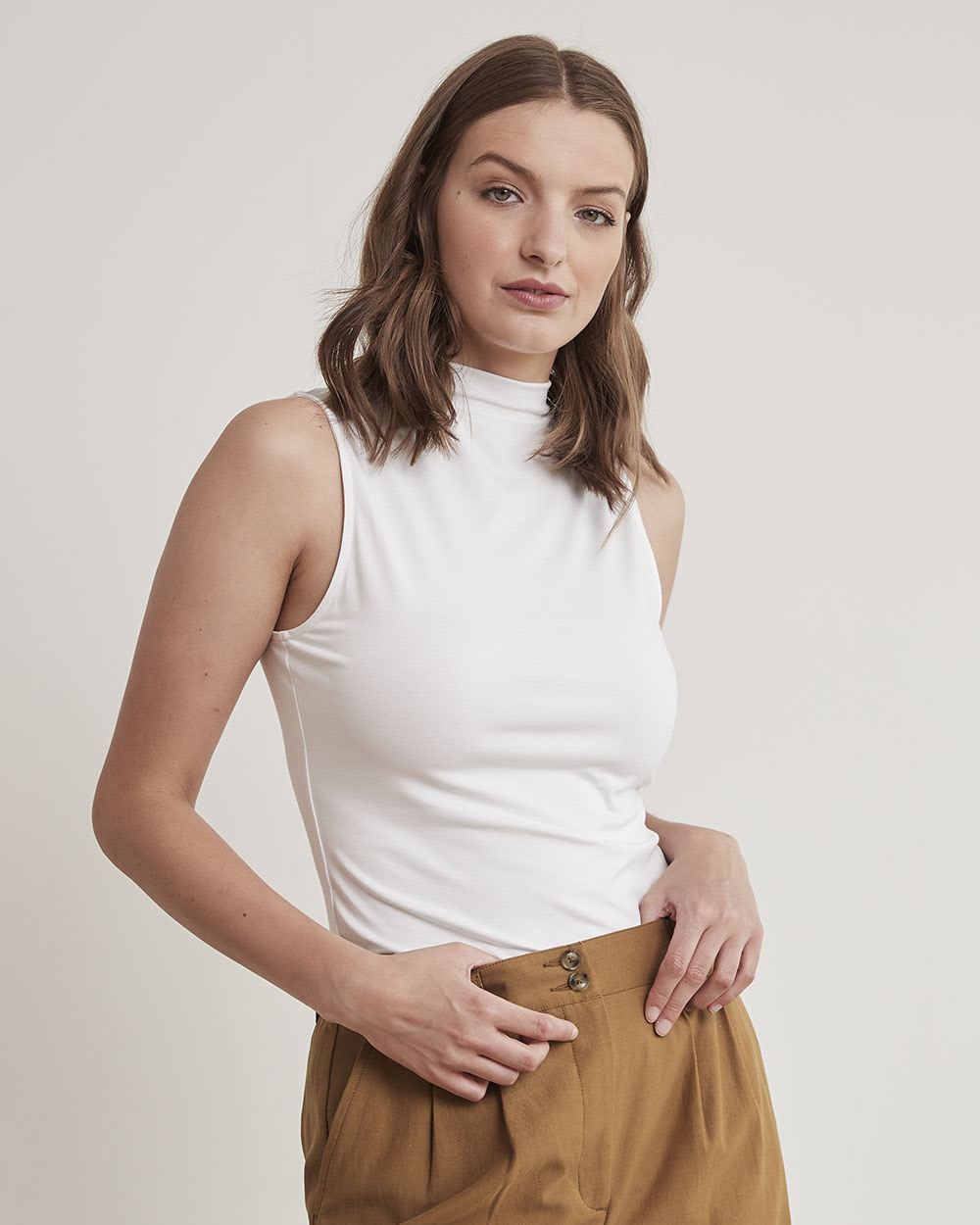 Sleeveless Mock-Neck Bodycon Top