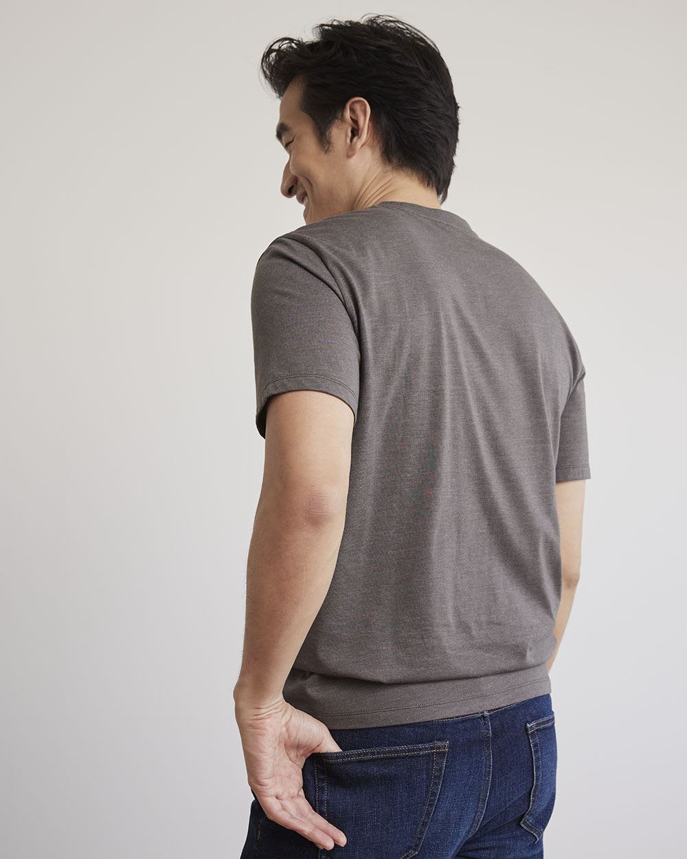 Solid Short-Sleeve Crew-Neck Tee with Chest Pocket