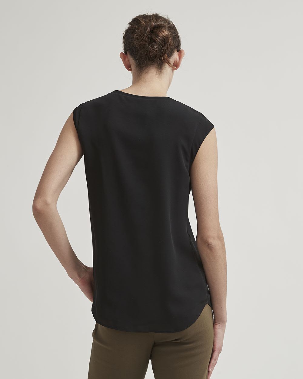 Basic Silky Crepe Cap Sleeve Blouse