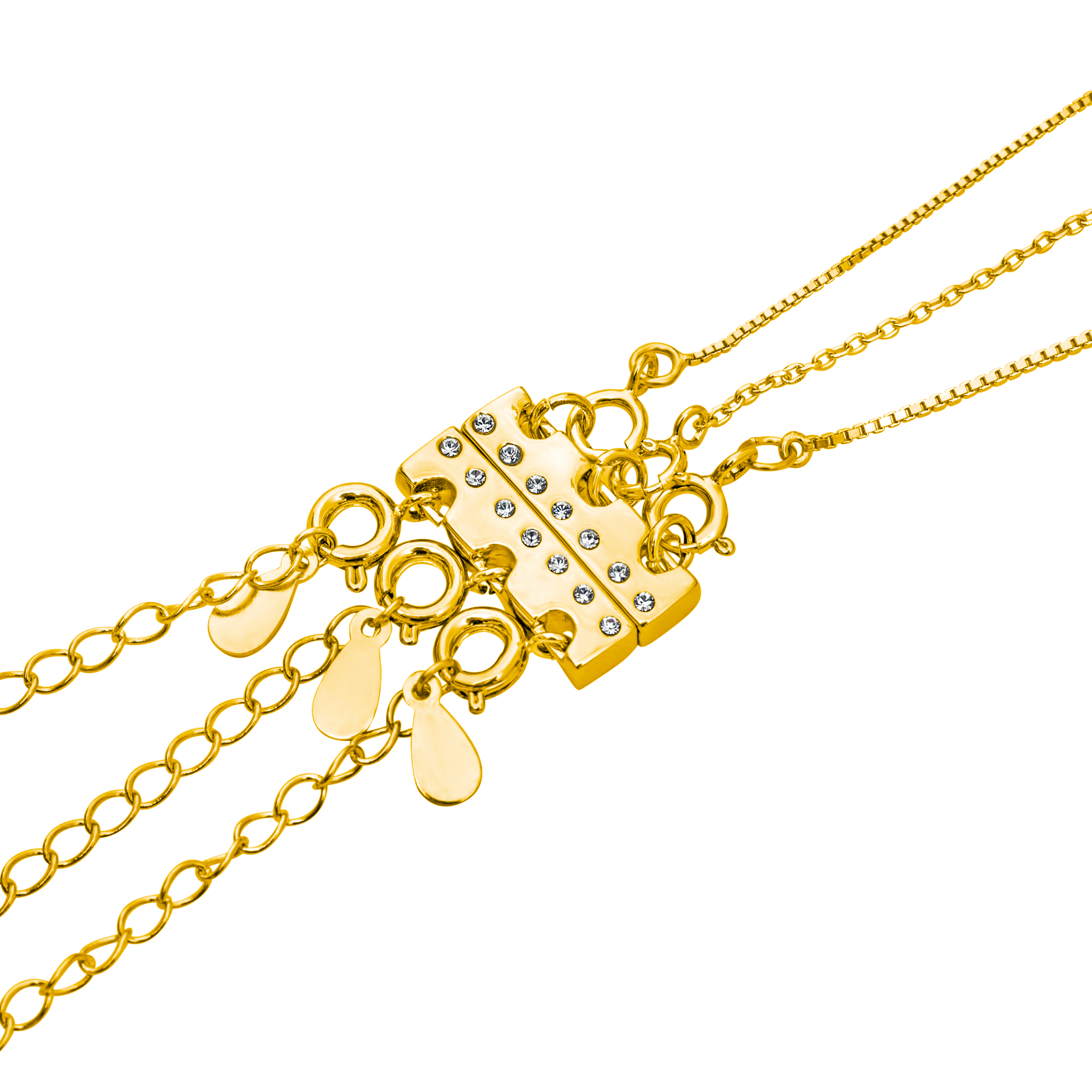 Gold 4-Row Magnetic Necklace Clasp with crystal accents for Layering Your Necklaces - callura