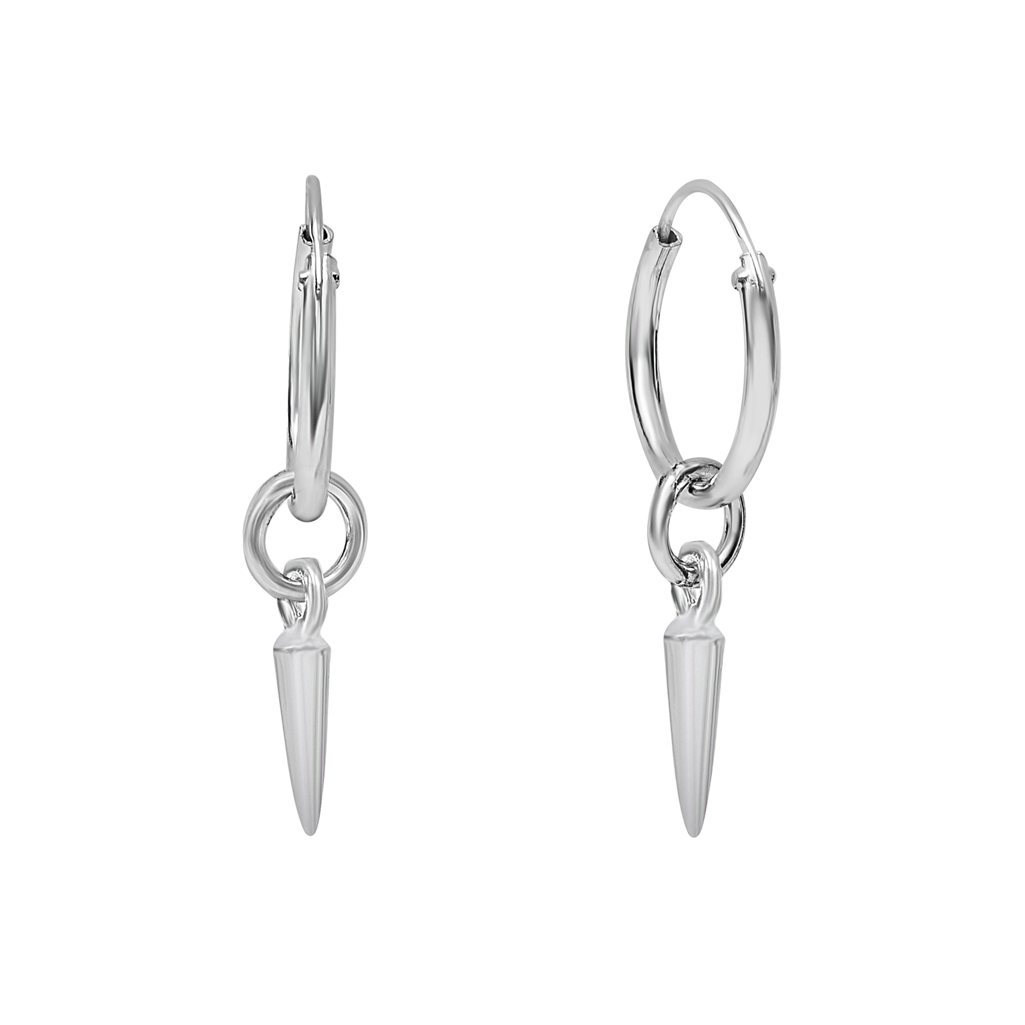 Ag Sterling - Sterling Silver Spike Huggie Hoop Earrings