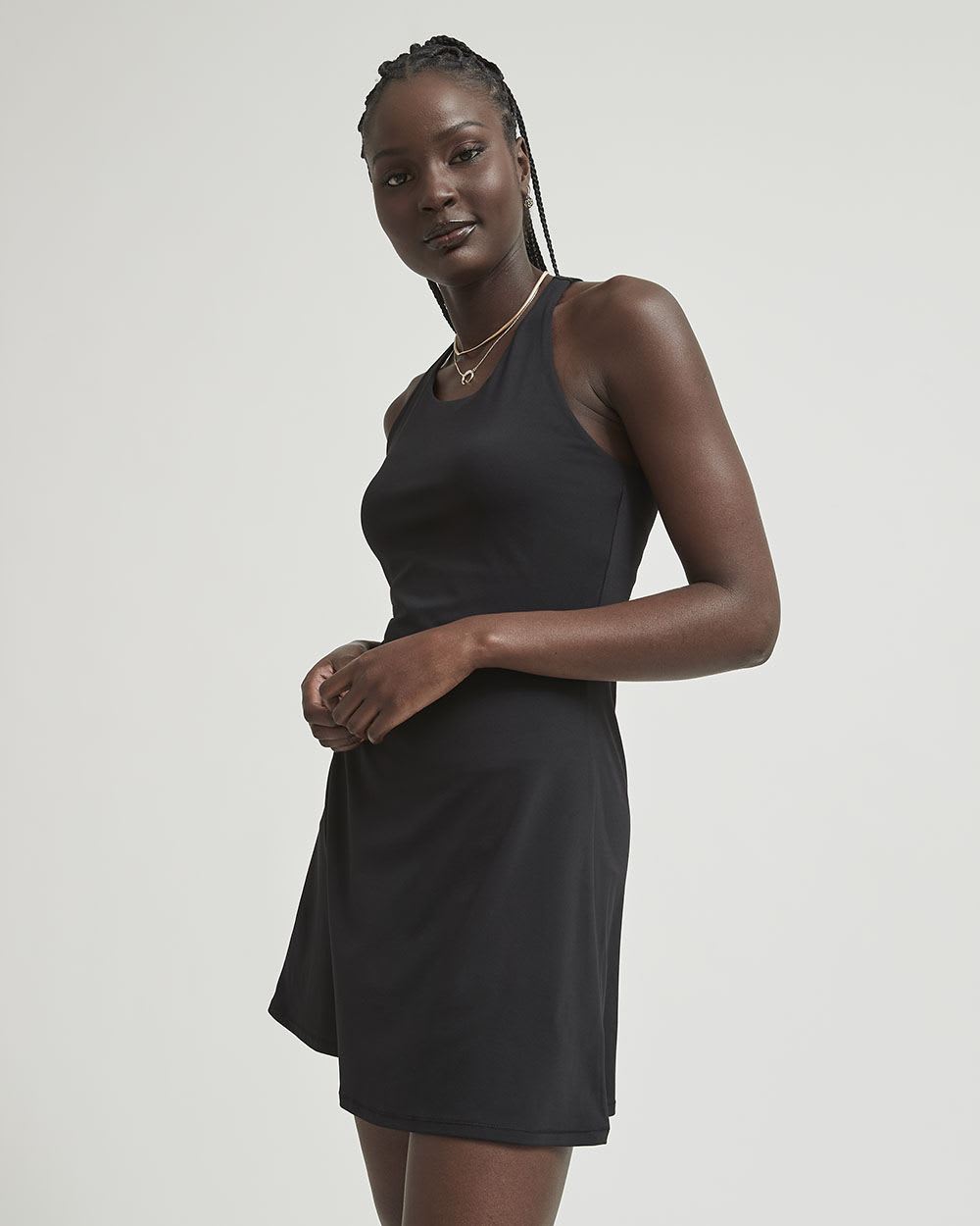 Peach Jersey Active Racerback Dress with Inner Short