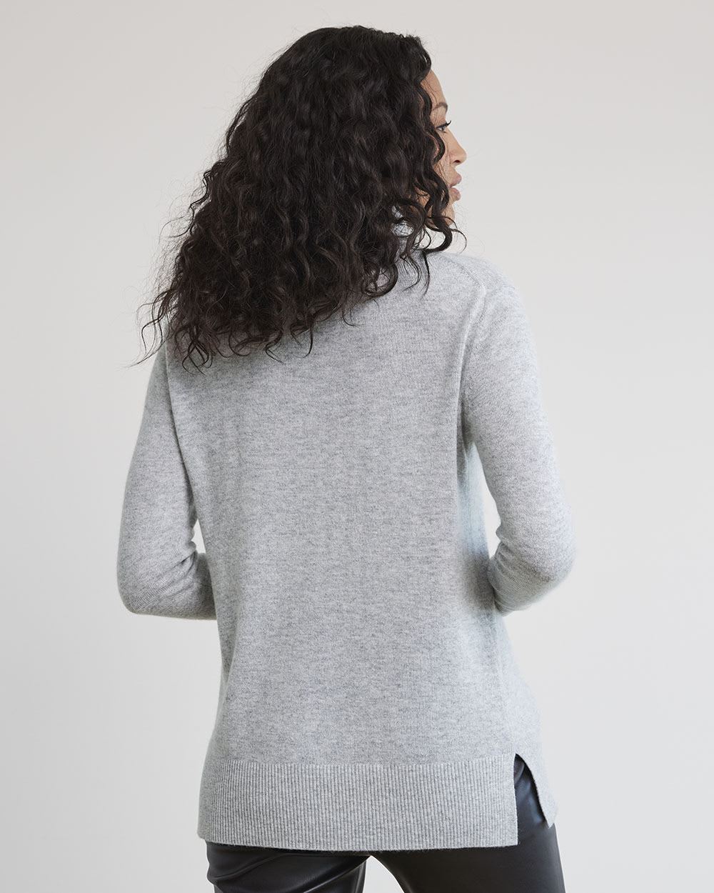 Long-Sleeve Funnel-Neck Cashmere-Blend Sweater