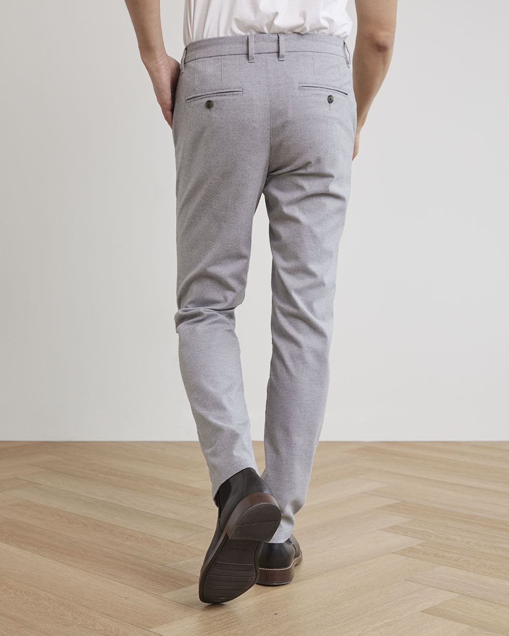 Solid Slim-Fit Brushed Pants