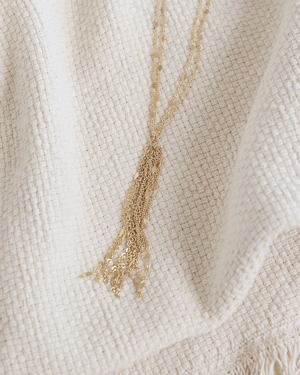 Long Multi-Chain Necklace with Fringe Pendant