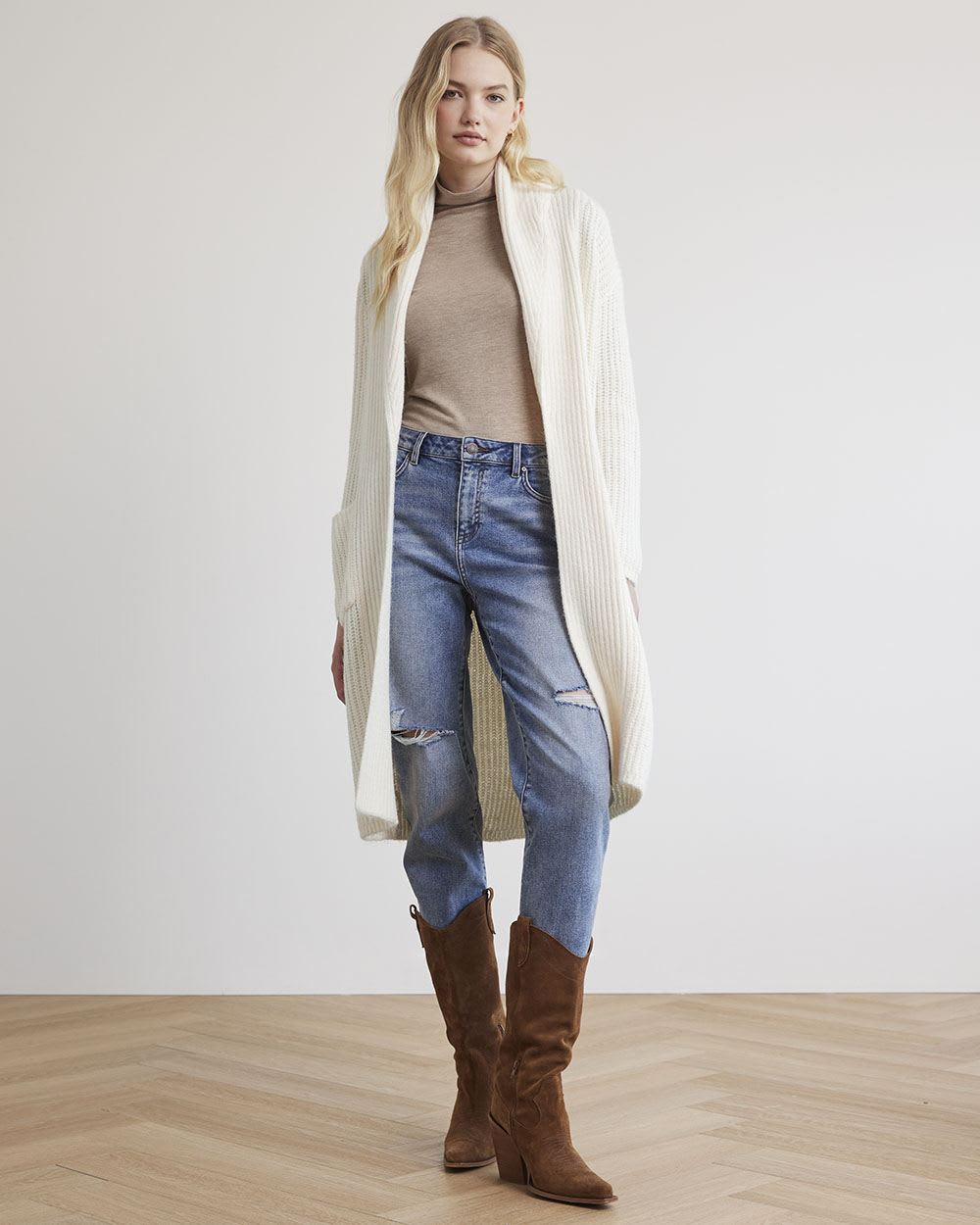 Long Oversized Cardigan with Shawl Collar