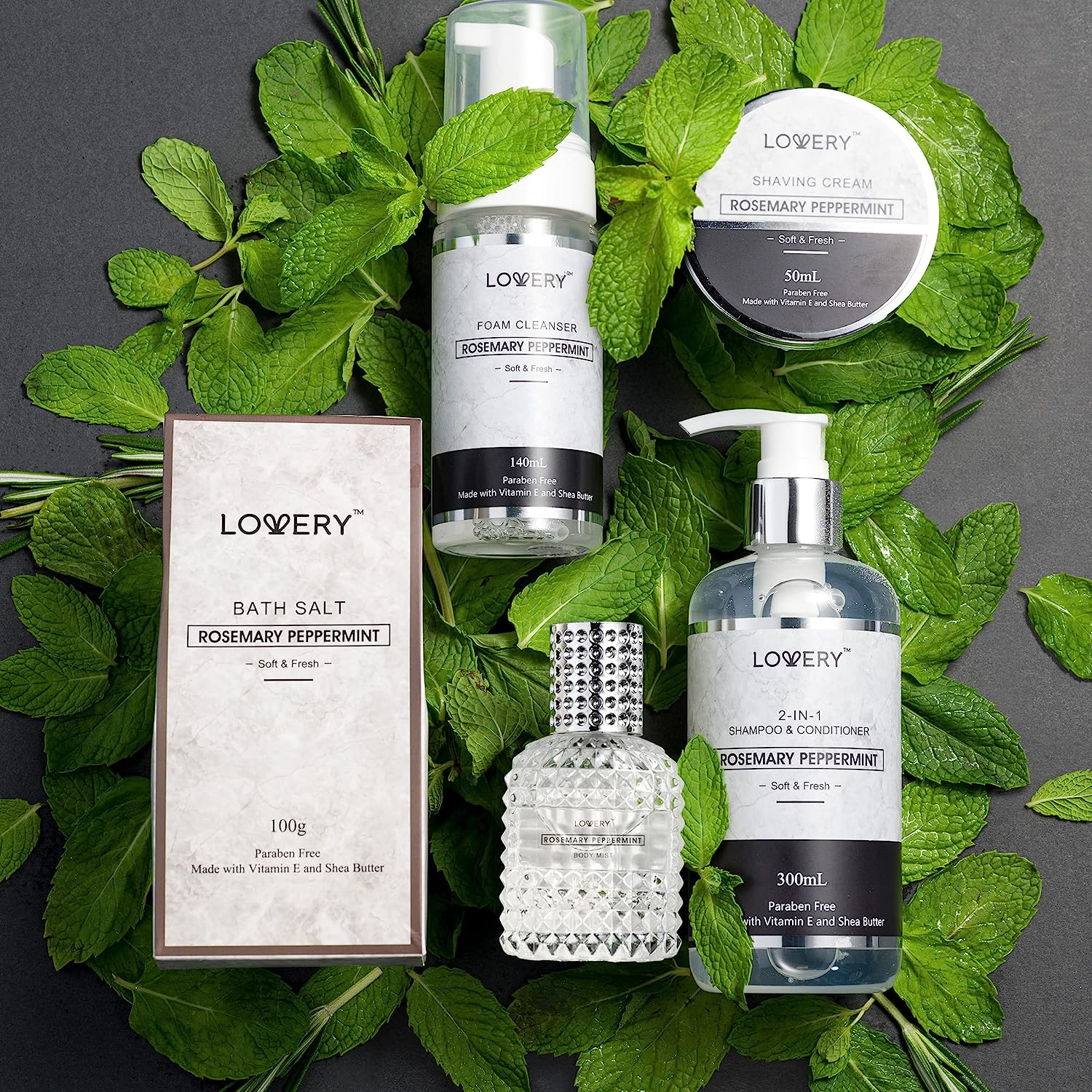 Lovery Premium Bath And Body Beauty Basket, Rosemary Peppermint Home Spa Set