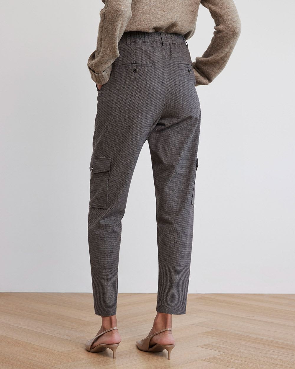Houndstooth High-Rise Tapered Cargo Pant