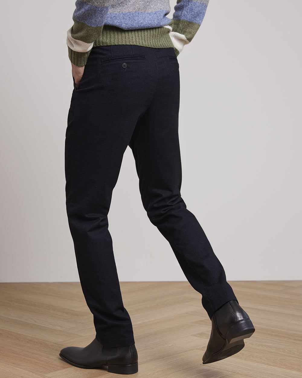 Solid Slim-Fit Brushed Pants