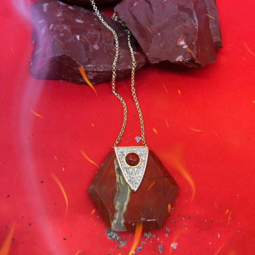Hexagon Necklace Red Jasper - Handmade Product