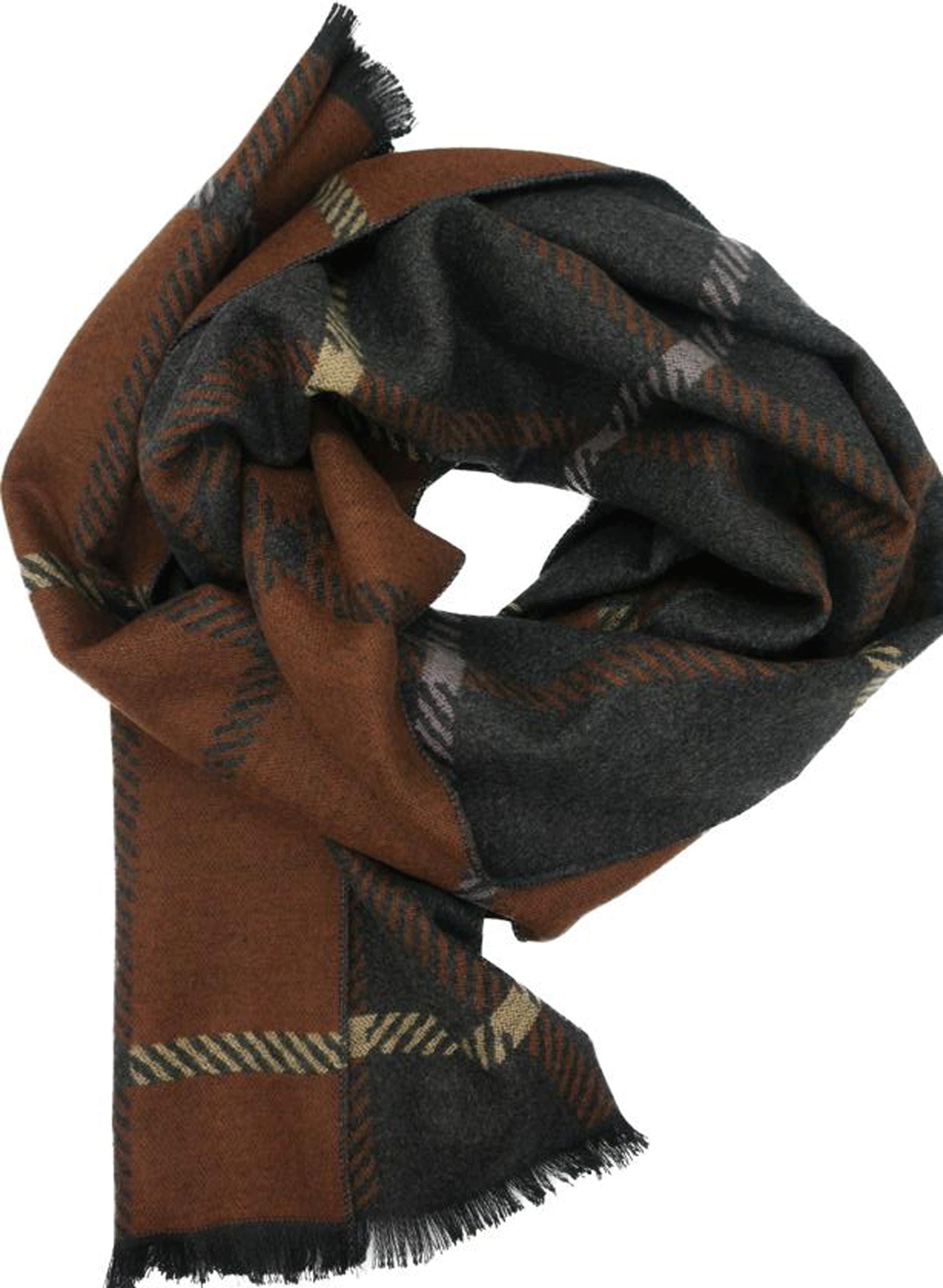 Club Rochelier Mens woven viscose plaid scarf