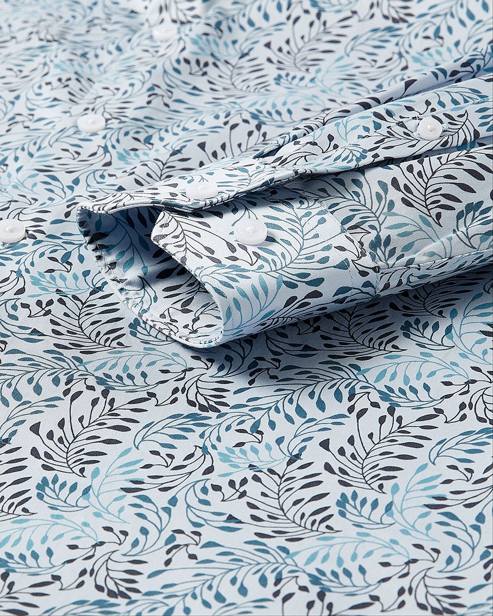 Slim-Fit Dress Shirt with Large Foliage Print