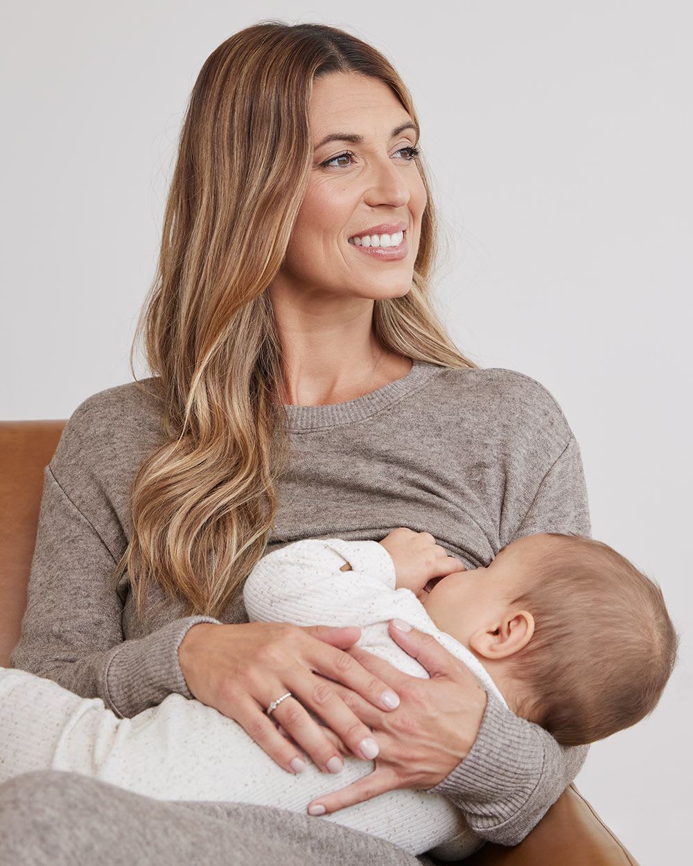 Long-Sleeve Nursing Crew-Neck Top - Thyme Maternity