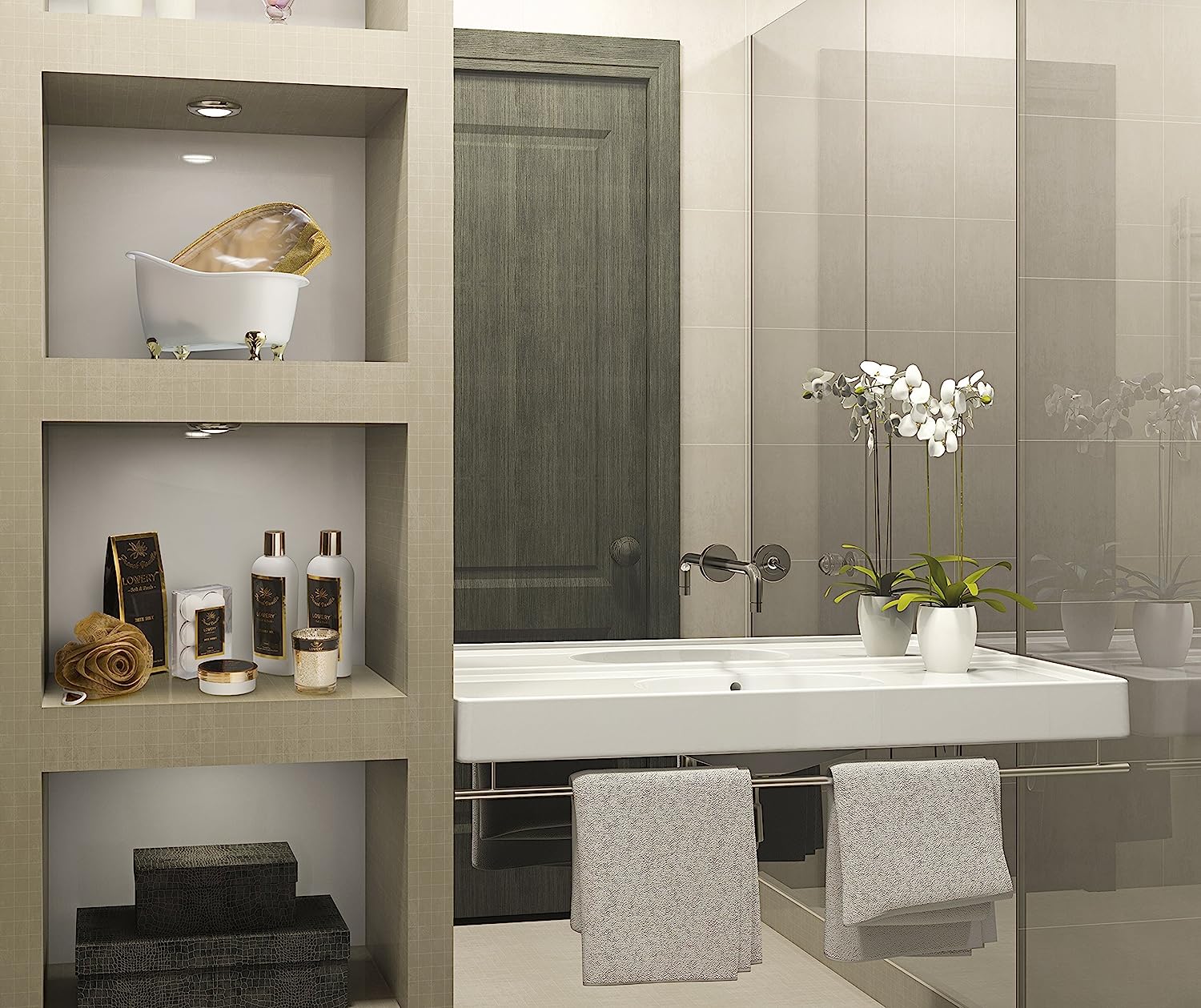 Lovery Gift Basket Set - Relaxing Home Spa Kit - Scented Spa Candle