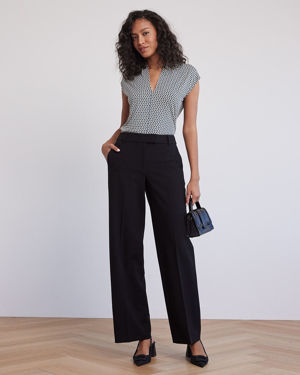 Extended-Sleeve V-Neck Fitted Tee