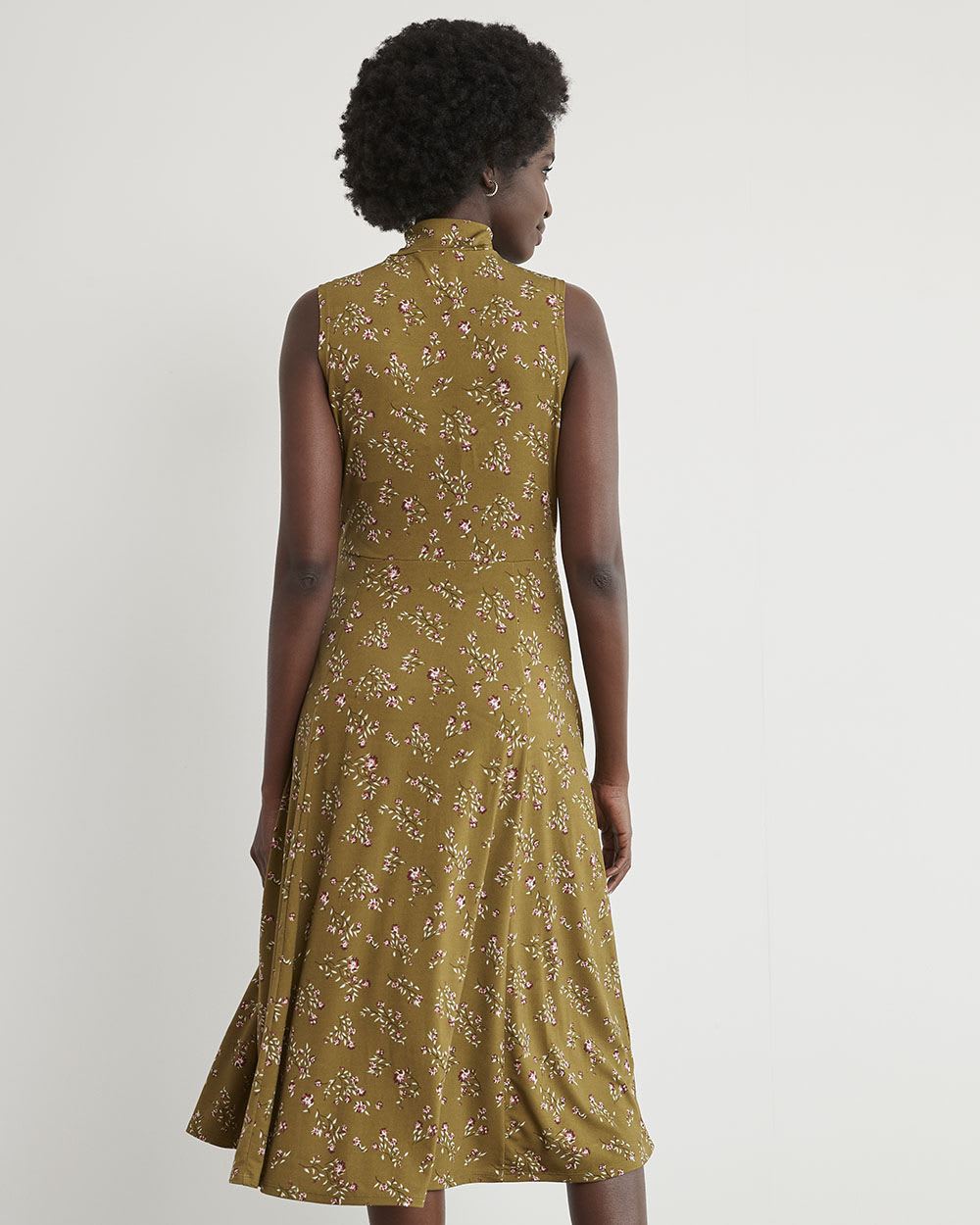 Sleeveless Fit and Flare Dress with Funnel Neckline