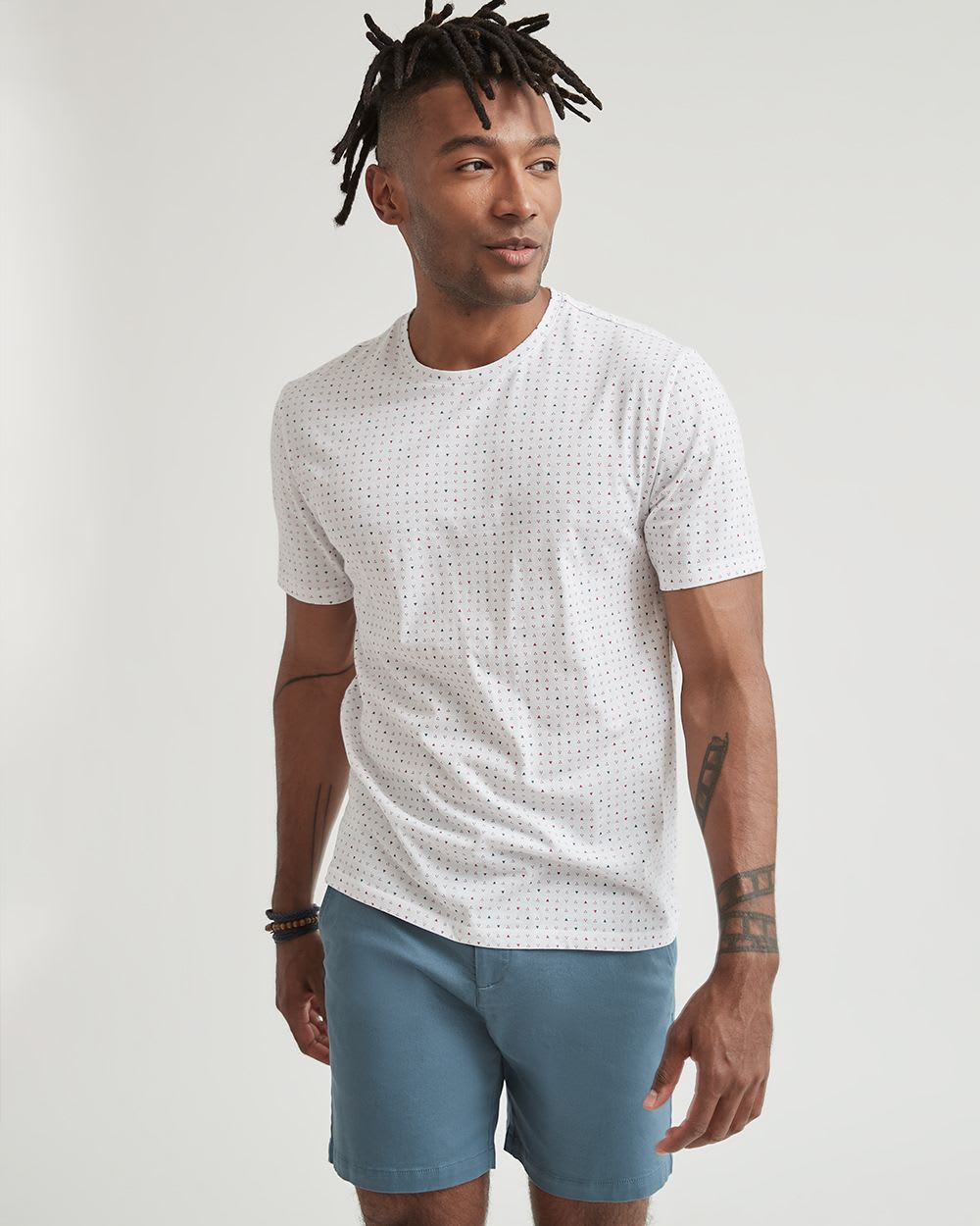 Short-Sleeve Crew-Neck Tee with All-Over Print