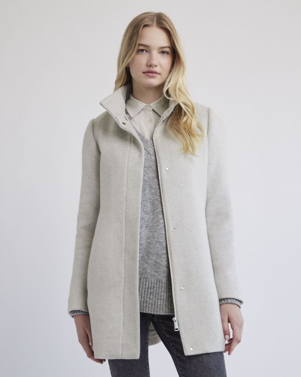Classic Wool Coat with High Neckline