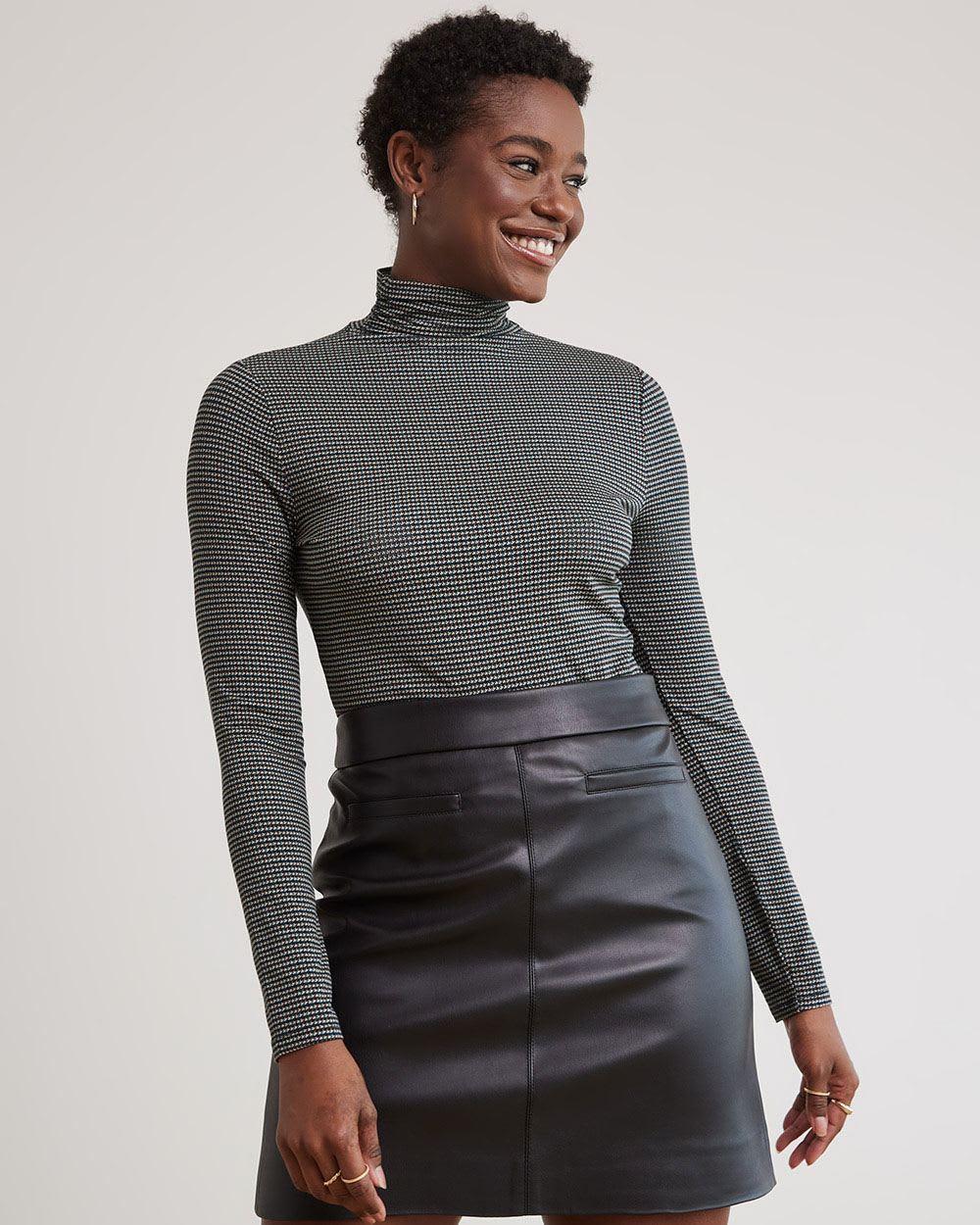 Fitted Long-Sleeve Mock-Neck Tee