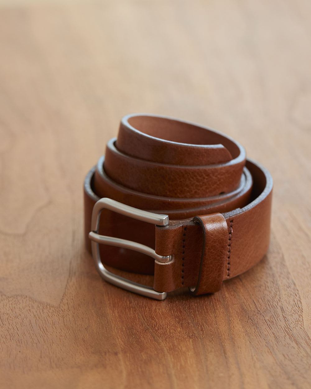 Tan Leather Belt with Classic Buckle